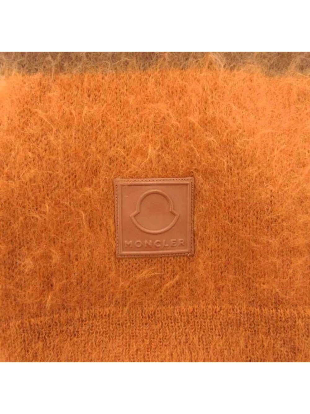 Moncler Sciarpa Scarf Shawl Border Pattern Mohair Wool Logo Multicolor - Picture 5 of 6